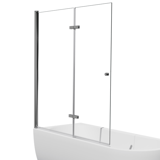 Luca Varess Kuresa tweedelige opvouwbare badwand 140 cm helder glas glanzend chroom profiel