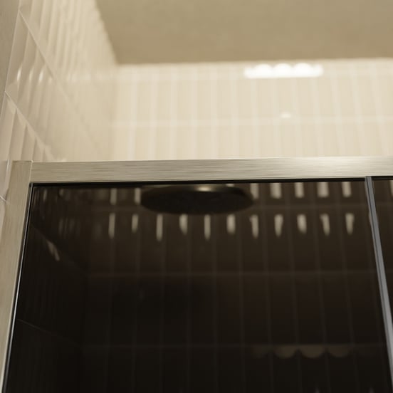 Balmani Senses Design Dusche Schiebetür, umkehrbar, 120 cm x 210 cm, Rauchglas, Profil Brushed CoolMetal