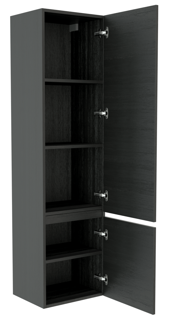 Balmani Lucida Badhochschrank: Hängend, rechts, Eiche Schwarz, 45 x 35 x 169 cm