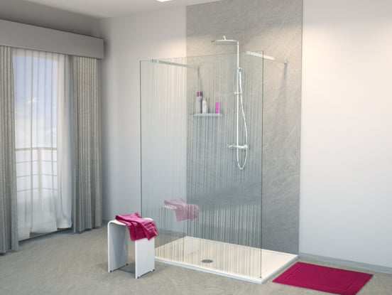 Balmani Modular inloopdouche met vrijstaande wand 140 x 200 cm mikado glas glanzend chroom profiel