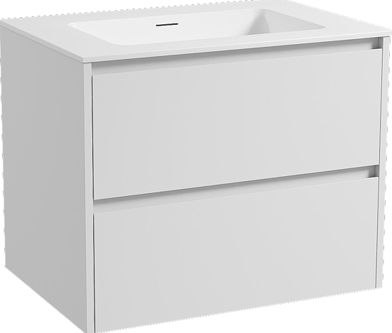 Storke Seda zwevend badmeubel 75 x 52 cm mat wit met Mata enkele wastafel in solid surface mat wit