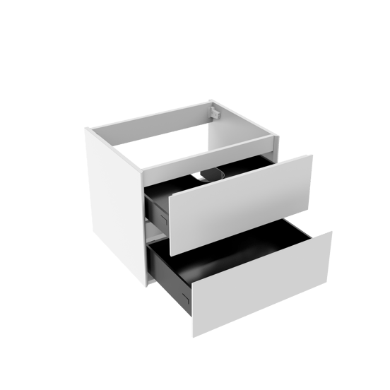 Storke Edge meuble sous-lavabo suspendu 65 x 52 cm Blanc Brillant 2 tiroirs