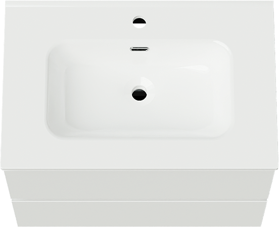 Linie Lado meuble salle de bains suspendu 70 x 46 cm blanc mat avec Baro plan simple en porcelaine blanc brillant