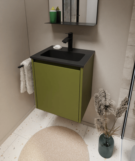 Storke Seda meuble sous-vasque suspendu 45 x 35 cm vert olive porte