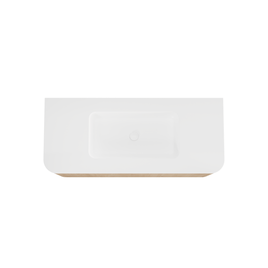 Balmani Moon meuble salle de bains suspendu 130 x 55 cm chêne naturel avec Moon plan simple en solid surface blanc mat