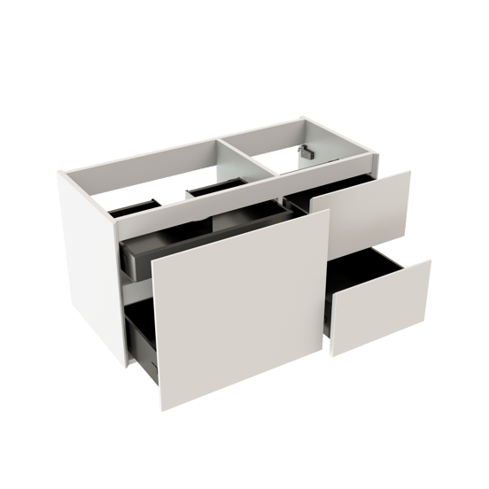 Storke Edge meuble sous-lavabo suspendu 100 x 46 cm asymétrique gauche blanc mat 3 tiroirs