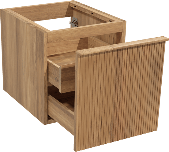 Balmani Forma hängender Waschbeckenunterschrank: 45 x 55 cm, Teak, 2 Schubladen