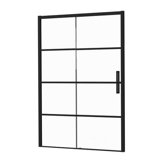 Luca Varess Senses linkse schuifdeur met vaste wand - voor douchehoek - 140 cm Lined glas mat zwart profiel