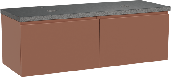 Balmani Sfera zwevend badmeubel 150 x 55 cm cotto met Rock dubbel wastafelblad in zwart graniet