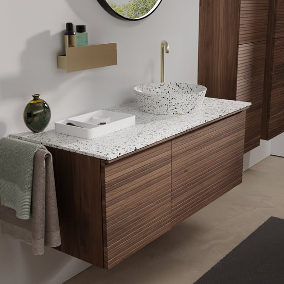 Balmani Still vasque à poser blanc/noir terrazzo mat rond  Ø 38 cm