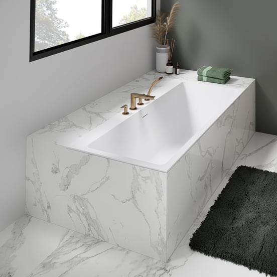 Balmani Kantiga baignoire encastrable duo 180 x 80 cm Solid Surface blanc mat