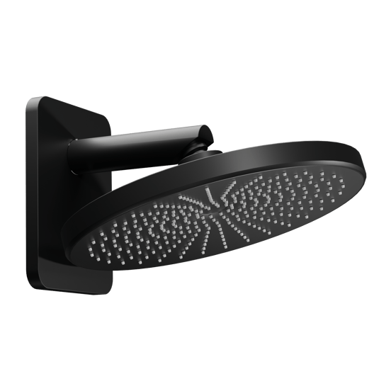 Blaufoss Onos 250 Duschkopf 25 cm, Wandmontage, mit Brausearm, Schwarz matt