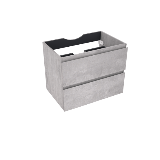 Linie Lado hängender Waschbeckenunterschrank: 70 x 46 cm, Beton dunkelgrau, 2 Schubladen