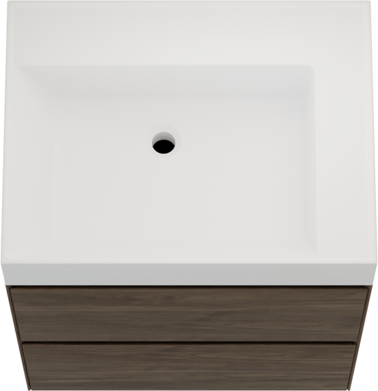 Balmani Mitra Compact hängendes Möbelstück Set: 60 x 46 cm, Amerikanischer Nussbaum, mit Argila Waschtisch links Marmorkomposit matt Weiβ