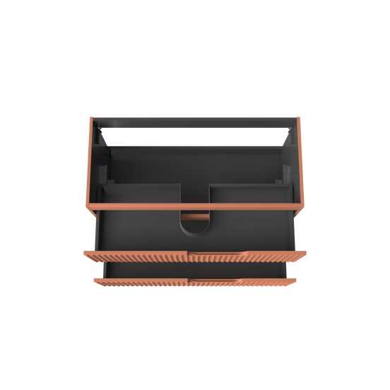 Linie Ribbo hängender Waschbeckenunterschrank: 100 x 46 cm, Cotto, 2 Schubladen