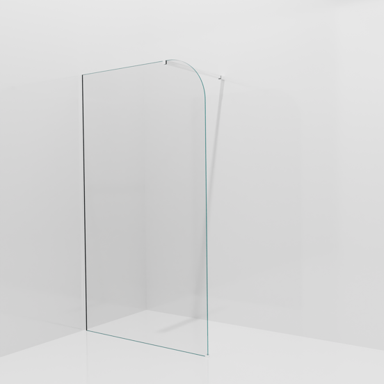 Balmani Modular inloopdouche: 120 x 200 cm, Helder glas afgerond, Glanzend chroom profielen