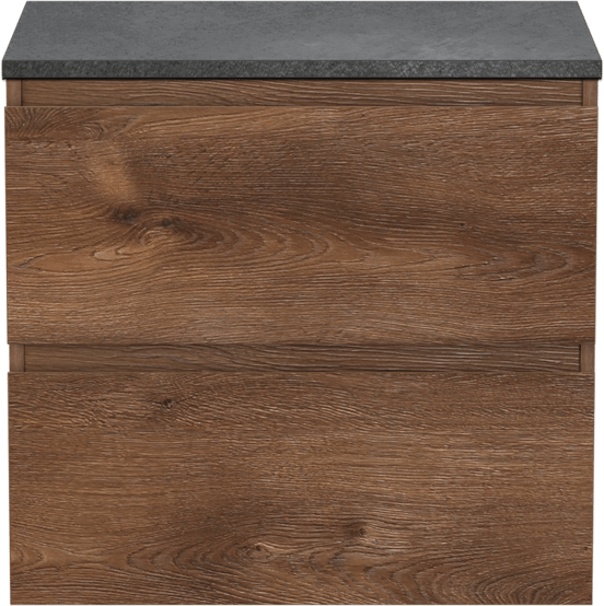 Linie Lado meuble salle de bains suspendu 60 x 46 cm chêne brun avec Lado tablette simple en mélaminé ardoise gris