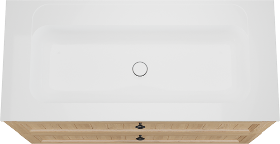 Balmani Lemon staand badkamermeubel 120 x 55 cm, fineer natuur eik met Tablo Strada enkele wastafel in glanzend wit