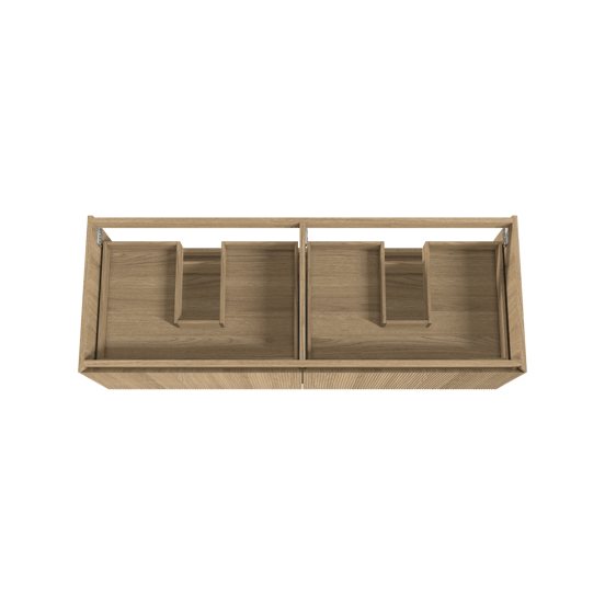 Balmani Fila hängender Waschbeckenunterschrank: 150 x 55 cm, Eiche Natur, Furnierholz, 2 Schubladen