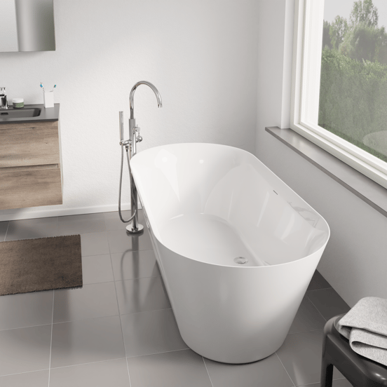 SanyOne Milan baignoire îlot ovale 170 x 78 cm acrylique Blanc Brillant