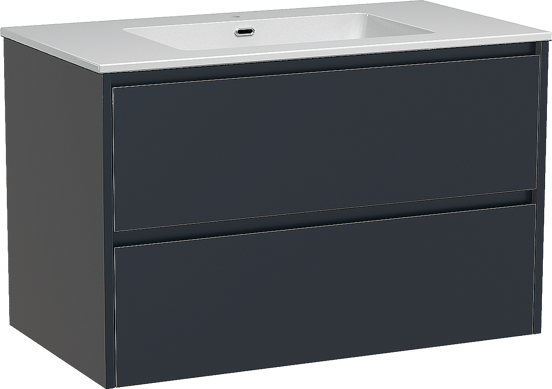 Storke Seda meuble salle de bains suspendu 95 x 52 cm bleu nuit avec Diva plan simple en marbre composite blanc brillant