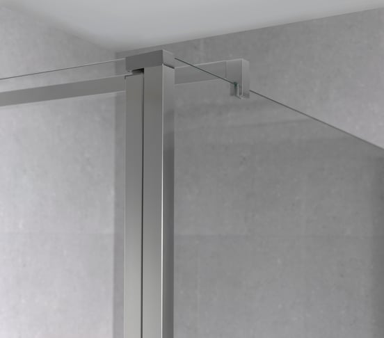 Balmani Move douche à l'italienne avec panneau latéral pivotant 140 x 200 cm verre transparent profil chrome brillant