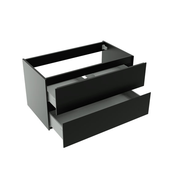 Storke Edge zwevende wastafelonderkast 95 x 52 cm Mat Zwart 2 lades