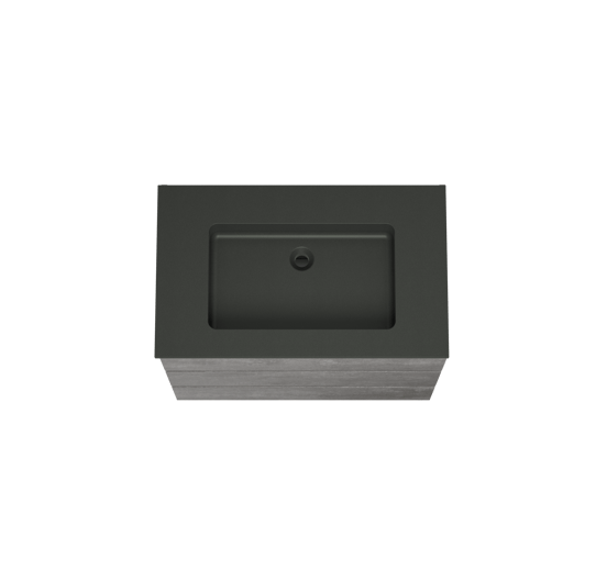 Storke Edge stehendes Badmöbel-Set, 85 x 52 cm, Beton dunkelgrau, mit Scuro Einzelwaschtisch in mattem Quarz