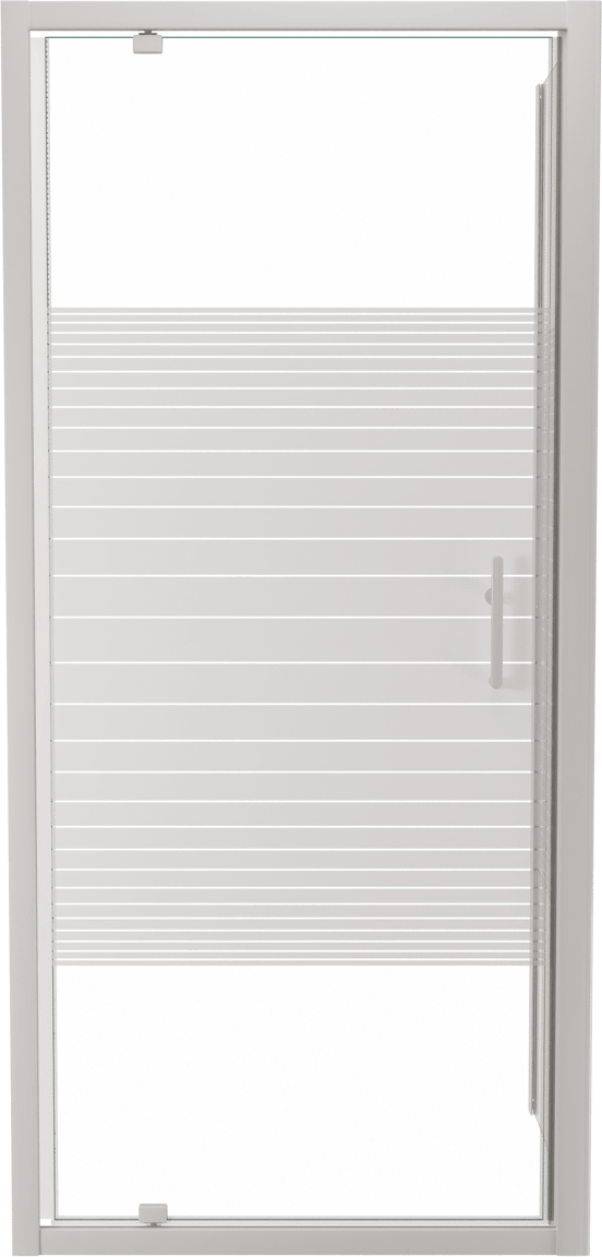 SanyOne Anton paroi de douche avec porte pivotante et paroi latérale fixe, 90 x 80 cm, verre à rayures, profil blanc