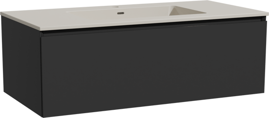 Storke Edge meuble salle de bains suspendu 105 x 52 cm noir mat avec Diva plan simple en top solid soie grise