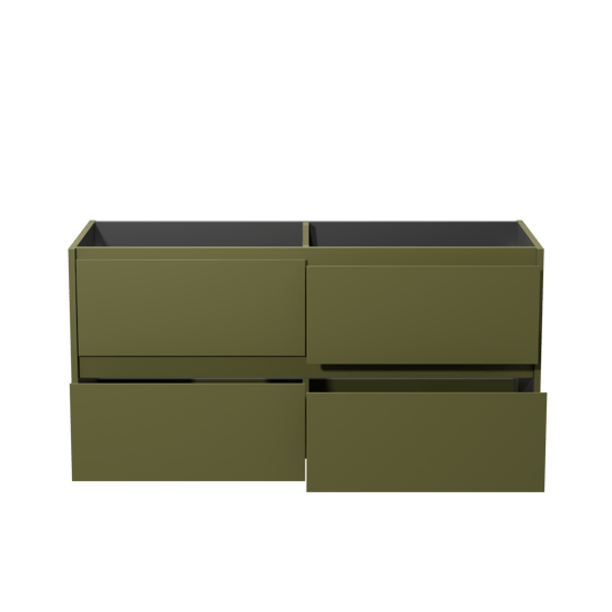 Storke Seda hängender Waschbeckenunterschrank: 130 x 52 cm, Olivgrün, 4 Schubladen