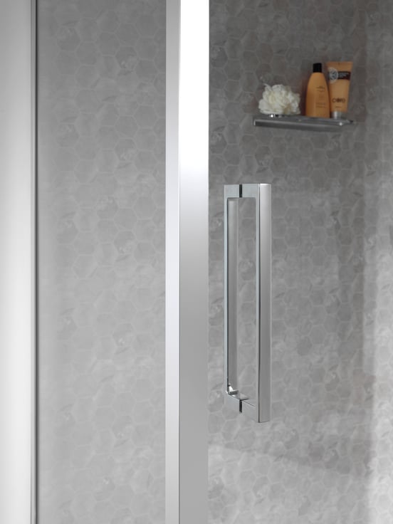 Luca Varess Senses paroi de douche avec porte coulissante et paroi latérale fixe 90 x 140 cm verre transparent profil chrome brillant