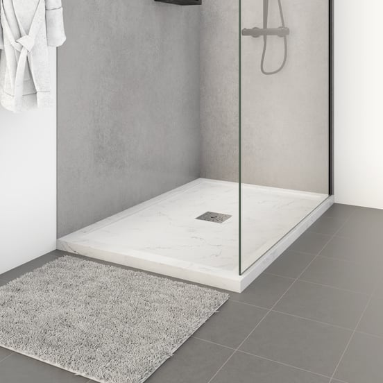Linie Lido receveur de douche 120 x 80 cm marbre composite aspect marbre blanc structure en ardoise