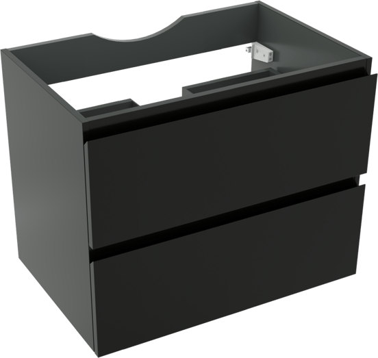 Linie Lado meuble sous-vasque suspendu 70 x 46 cm Noir Mat 2 tiroirs