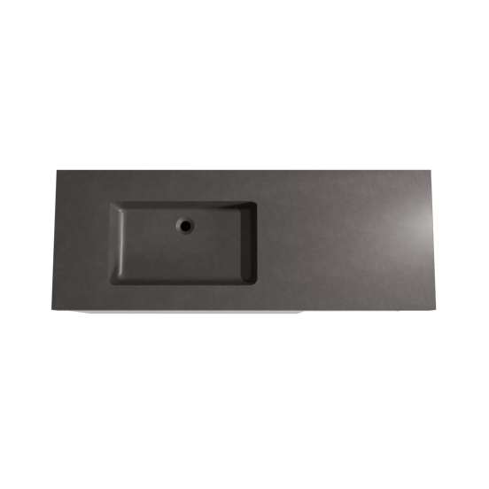 Storke Edge zwevend badmeubel 140 x 52 cm hoogglans wit met Scuro High asymmetrisch linkse wastafel in kwarts mat zwart