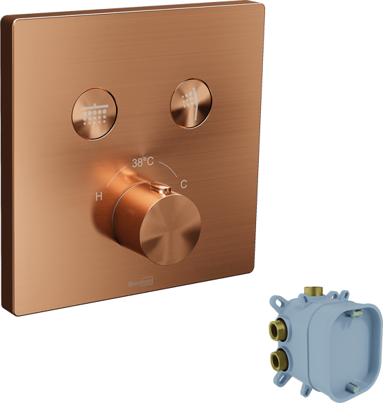 Blaufoss Smartbox Switch-Line Thermostat-Duscharmatur: Unterputz, für 2 Verbraucher, Brushed Rosegold, Einbauelement inklusive