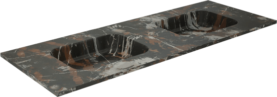 Balmani Tablo Arcato dubbele wastafel Portoro Gold marmer 150 x 55 cm