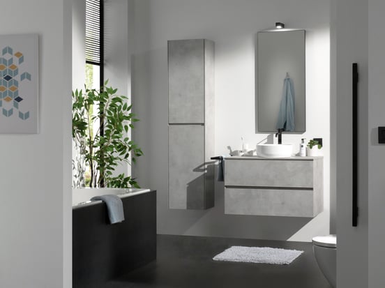 Storke Edge colonne salle de bains suspendue béton gris argent 40 x 30 x 170 cm