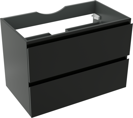 Linie Lado meuble sous-lavabo suspendu 80 x 46 cm Noir Mat 2 tiroirs