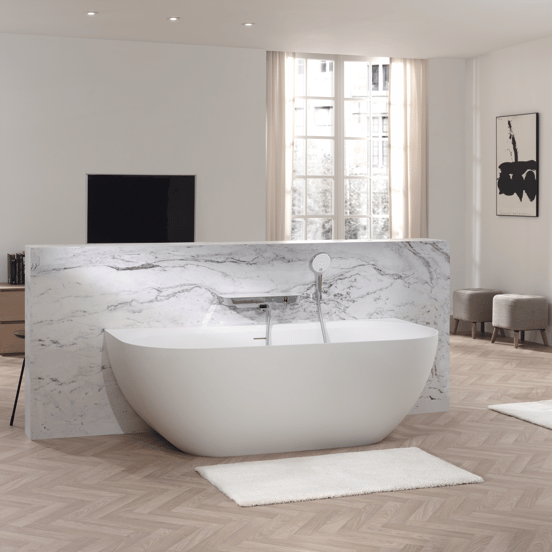 Balmani Forte baignoire semi-îlot 170 x 78 cm Solid Surface blanc mat