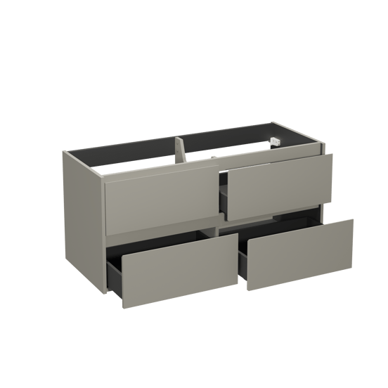 Storke Seda meuble sous-vasque suspendu 130 x 52 cm soie grise 4 tiroirs