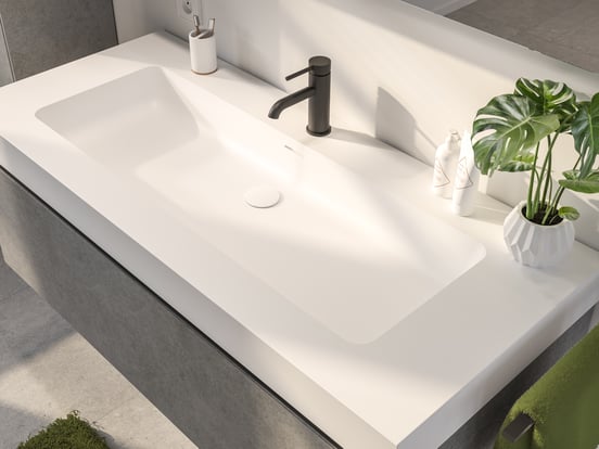 Storke Mata High Einzelwaschtisch, Solid Surface matt, 120 x 52 cm