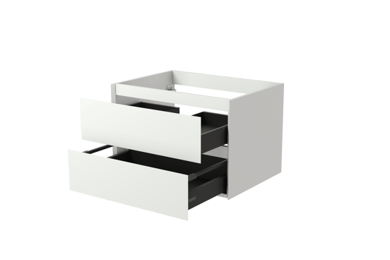 Balmani Mitra hängender Waschbeckenunterschrank: 75 x 55 cm, Weiß matt, 2 Schubladen