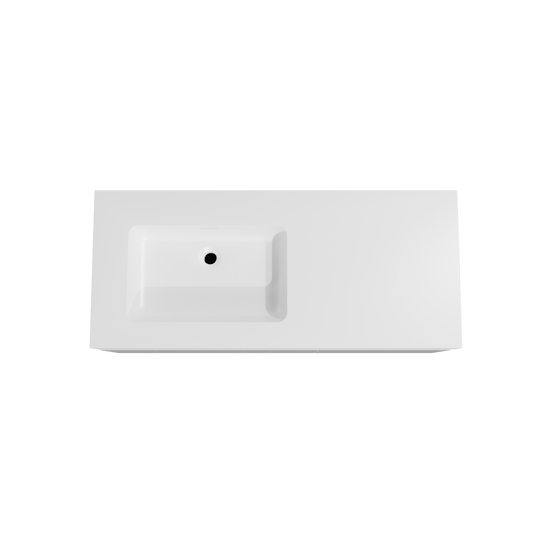 Storke Edge zwevend badmeubel 120 x 52 cm hoogglans wit met Mata High asymmetrisch linkse wastafel in solid surface mat wit