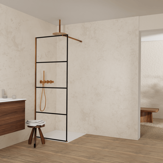 Balmani Modular douche à l'italienne: 80 x 200 cm, Lined, Profil Brushed Rosegold