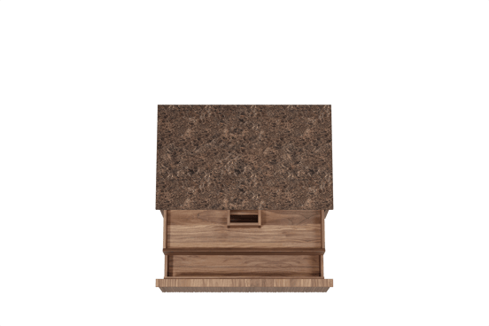Balmani Forma meuble salle de bains suspendu 90 x 55 cm noyer américain avec Stretto tablette simple en marbre dark emperador, Nervure circulaire asymétrique verticale