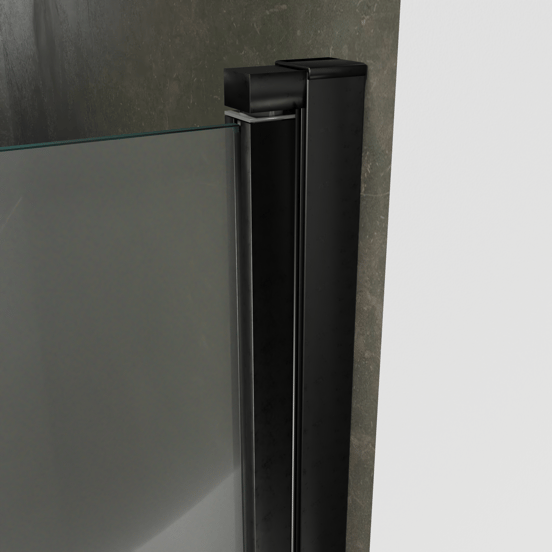 Luca Varess Kuresa douche pendeldeur 80 x 200 cm helder glas met matte strook mat zwart profiel