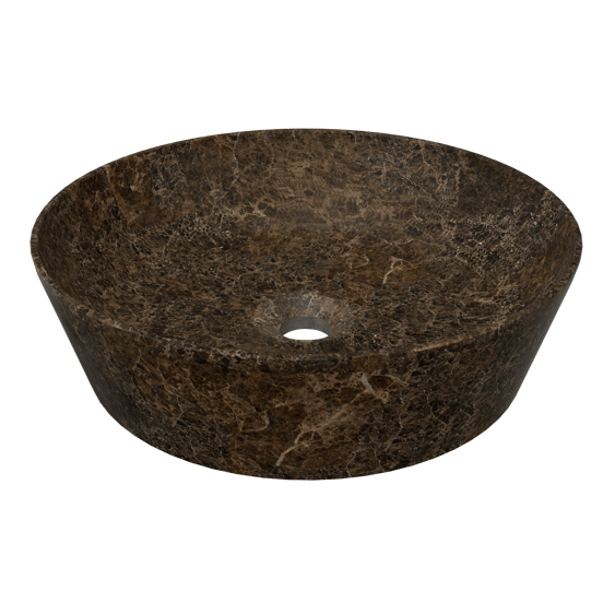 Balmani Still Aufsatzwaschbecken: Marmor Dark Emperador, rund, Ø 38 cm