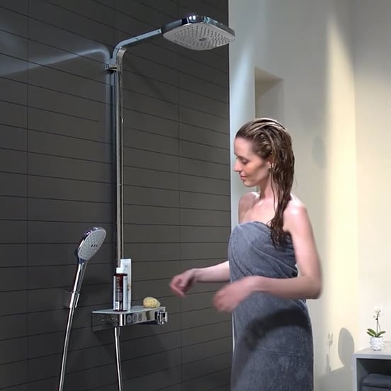 Hansgrohe Raindance Select E 300 Duschsystem: Chrom und Weiß glänzend