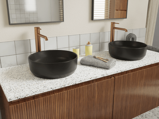 Storke Ribs zwevende wastafelonderkast 75 x 52 cm notenhout 2 lades